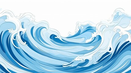 Vibrant blue and yellow cartoon ocean wave: perfect copy space for pool party or beach travel web banners