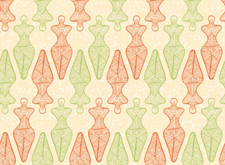 Pagan woman trypillian symbol endless pattern. Magic european ethnic vector. Ancient