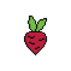 pixel beetroot icon.  Vector pixel art beet root icon 8 bit for game company logo template 