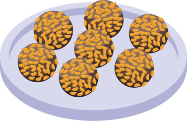 Tahini balls icon isometric vector. Food plate. Art gastronomic area