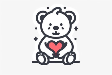 A whimsical cartoon sketch of a beloved teddy bear, clutching a heart with endearing charm and artful detail