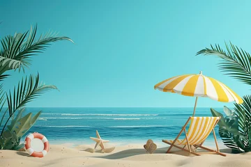 Photo sur Plexiglas Turquoise Summer beach  with blue background