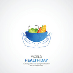 world health day. world health day creative ads design April 7. social media poster, vector, 3D illustration.
