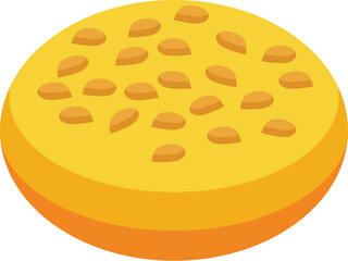 Tahini bun icon isometric vector. Food culinary. Plate cream sesame