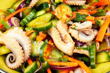 Cucumber and octopus salad.
