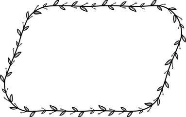 Parallelogram Round shape Flower wreath frame leaf vector floral border picture frames Branch laurel botanical silhouette black elements decoration greeting wedding frames