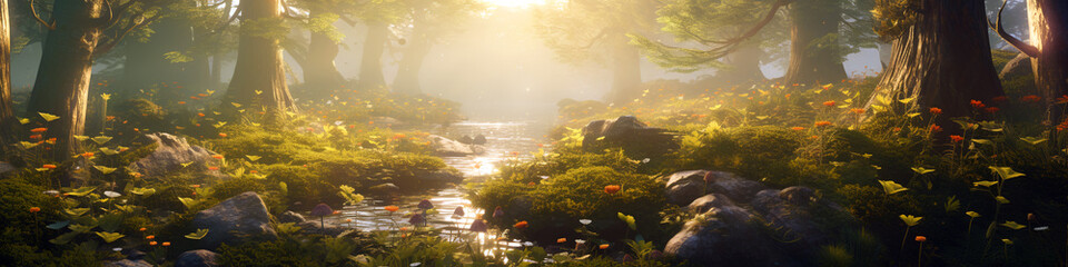 Obraz na płótnie Canvas a forest in the morning sun