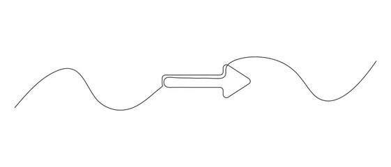arrow drawing with one line, one continuous drawing with a cute simple black line. linear drawing. Hand-drawn doodles vector illustration
