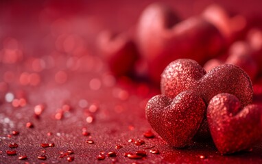 Romantic Red Hearts Decoration for Valentine's Day Celebration - obrazy, fototapety, plakaty