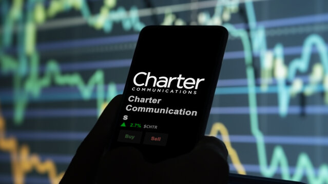 January 15th 2024 Stamford, Connecticut. The logo of Charter Communications on the screen of an exchange. Charter Communications price stocks, $CHTR on a device.