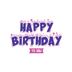 Vector happy birthday lettering text banner with party element for celebration