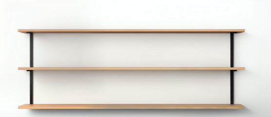 empty wooden shelves mockup display ai generated