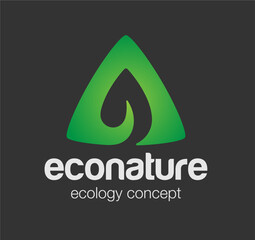 vector eco green leaf logo . negative space style