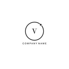 Initial V letter management label trendy elegant monogram company