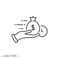 easy instant credit, loan repayment, payment history, reward history, fast money icon, finance thin line symbols isolated on white background, editable stroke eps 10 vector illustration