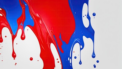 Liquid Red and Blue splash Color drip on white abstract background