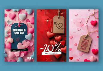 Romantic Social Media Story Layouts With Valentines Price Tag Design and Generative ai