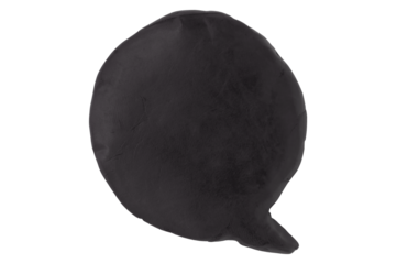 Black speech bubble plasticine isolated on transparent background