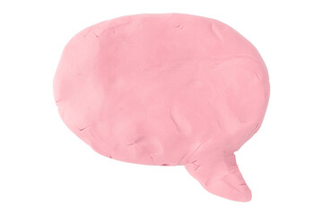 Pink speech bubble plasticine isolated on transparent background.