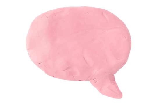 Pink speech bubble plasticine isolated on transparent background.