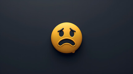 Sad angry emoji emoticon with dark black background, sadness concept