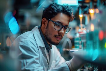 A young, Hispanic man employed as an engineer. Generative Ai.