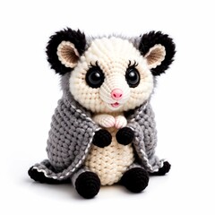 Possum crochet on white background
