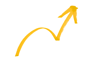 Yellow arrows isolated on transparent background