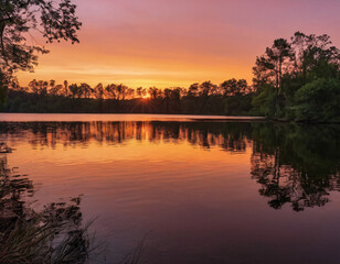 Fototapeta premium sunset over the river