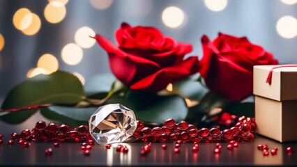 red gift box with rose