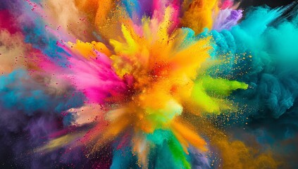 Obraz na płótnie Canvas Colorful Explosion of Colored Flying Powder