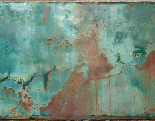 Foto op Plexiglas Texture of an old copper surface covered with patina. © SashaMagic
