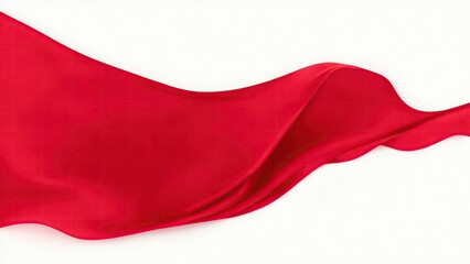 Flying Red silk fabric. Waving satin cloth on white background