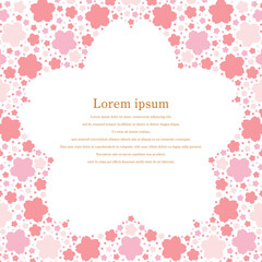 Vector illustration of Cherry blossom-shaped frame filled with three-colored cherry blossom silhouettes (pink)