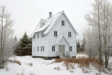 white wooden house. Generative AI