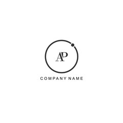 Initial AP letter management label trendy elegant monogram company