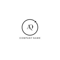 Initial AQ letter management label trendy elegant monogram company