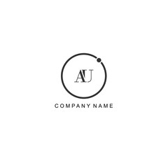 Initial AU letter management label trendy elegant monogram company