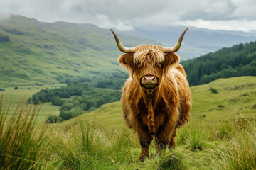 Majestic Highland Cow Grazing in Scotland's Highlands