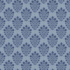 Hand drawn decorative doodle berries seamless pattern, silhouette scandinavian simple flower texture