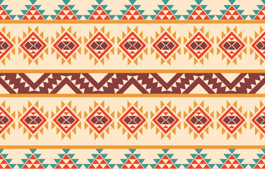 Ethnic abstract ikat art. Aztec ornament print. geometric ethnic pattern seamless  color oriental.  Design for background ,curtain, carpet, wallpaper, clothing, wrapping, Batik, vector illustration.