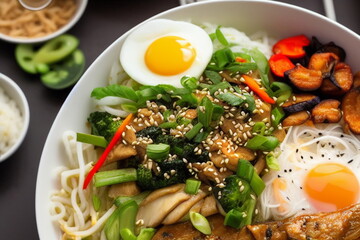 Bibimbap in an earthen pot