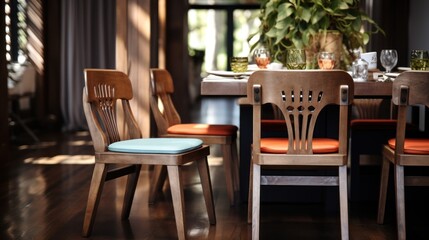 Fototapeta na wymiar Soldi wood dining chairs UHD wallpaper
