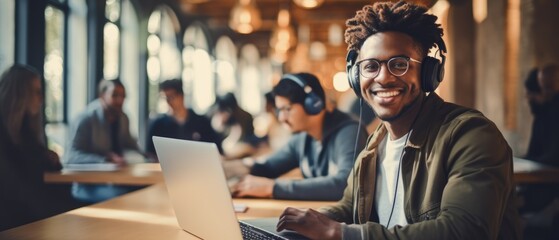 happy businessman with team of professionals having a meeting in a digital marketing agency in modern office, teamwork concept, Generative AI
