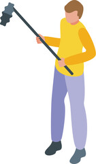 News sound producer icon isometric vector. Video media host. Male persona