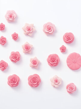 A beautiful photo of Pastel rose flowers petals on white background Generative AI