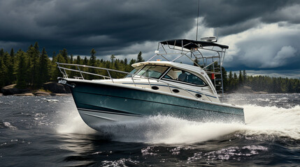 Fototapeta premium boat on the river high definition(hd) photographic creative image