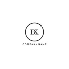 Initial BK letter management label trendy elegant monogram company