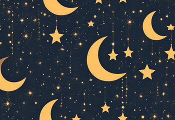 Obraz na płótnie Canvas Ramadan crescent with twinkling stars 