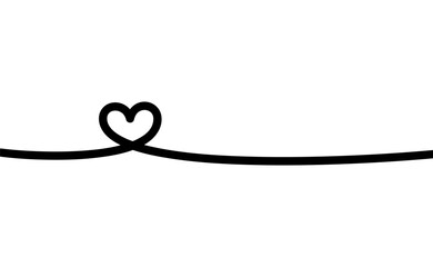 Heart shape. Continuous linear art doodle drawing vector illustration. Love one line symbol.